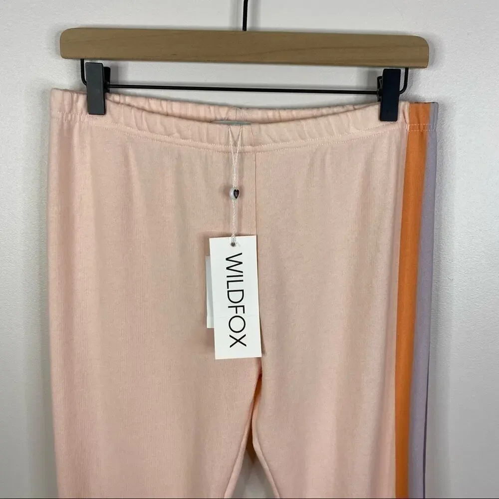 Wildfox Striped Love Life Jack Jogger Pant in Pink Grapefruit NWT Women's Small